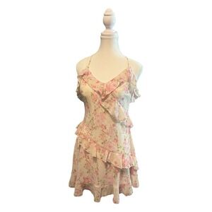 Floral Ruffle Tiered Mini Dress Multicolor Size M